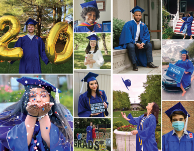 AU 2020 graduates celebrate in their caps and gowns