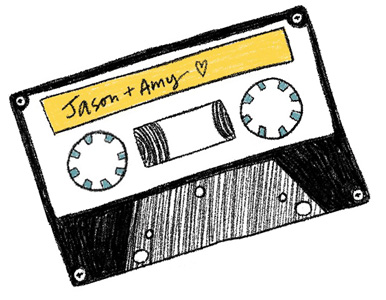 mix tape that says Amy plus Jason mix tape that says Amy plus Jason