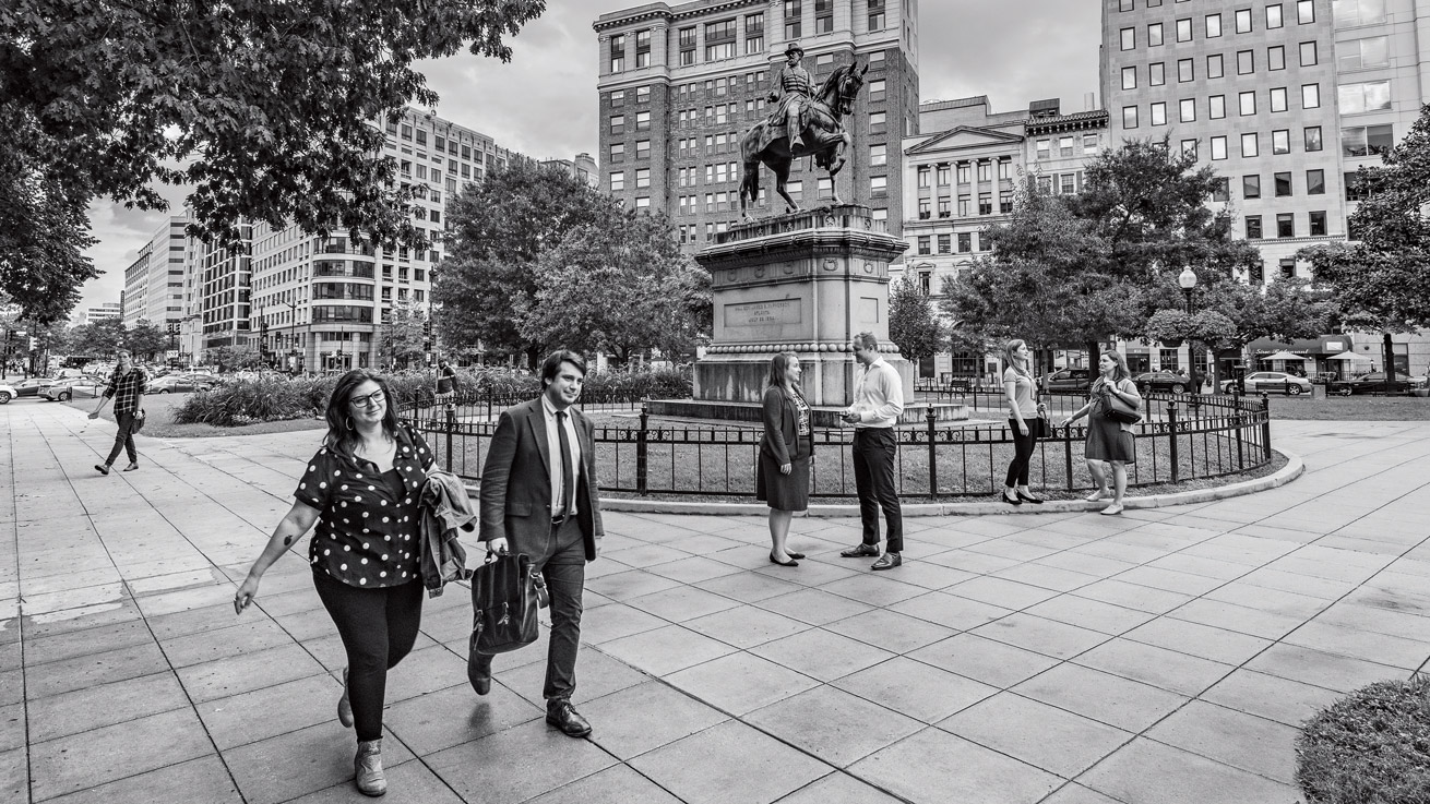 alumni at McPherson Square in downtown DC