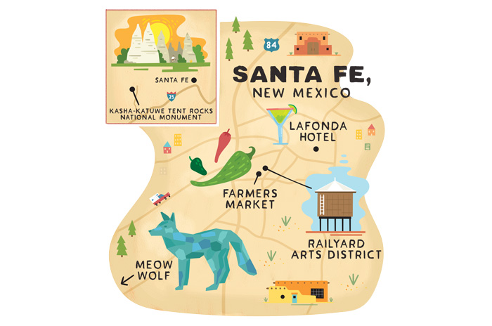 illustrated map of Santa Fe