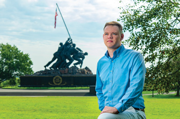 Will Hubbard at the Marine Corps memorial in DC