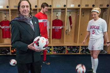 Cookie Reed-Dellinger with soccer players