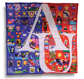Threads of Hope quilt with AU mark in the center