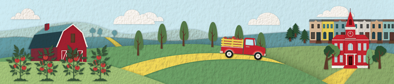 illustration of a truck driving from a farm into DC's Ward 7