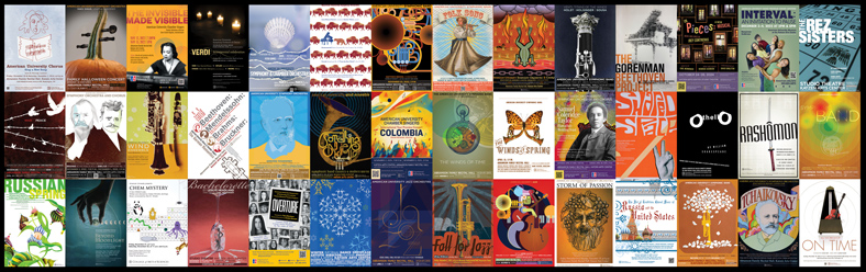 performing arts posters from the Katzen Arts Center