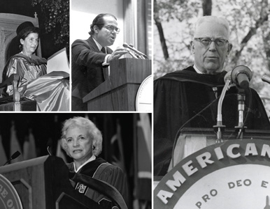 Ruth Bader Ginsburg, Antonin Scalia, Earl Warren, and Sandra Day O'Connor