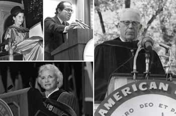 Ruth Bader Ginsburg, Antonin Scalia, Earl Warren, and Sandra Day O'Connor