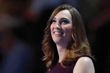 Sarah McBride on stage at the DNC in July 2016