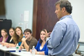 School of Communication professor Leonard Steinhorn teaching