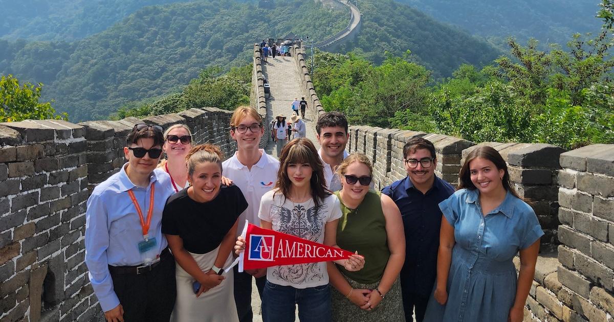 Photo of the AU group at the Great Wall.