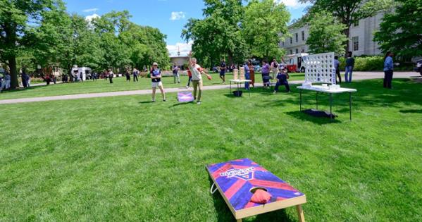 Cornhole on the quad. Photo by Jeff Watts. 