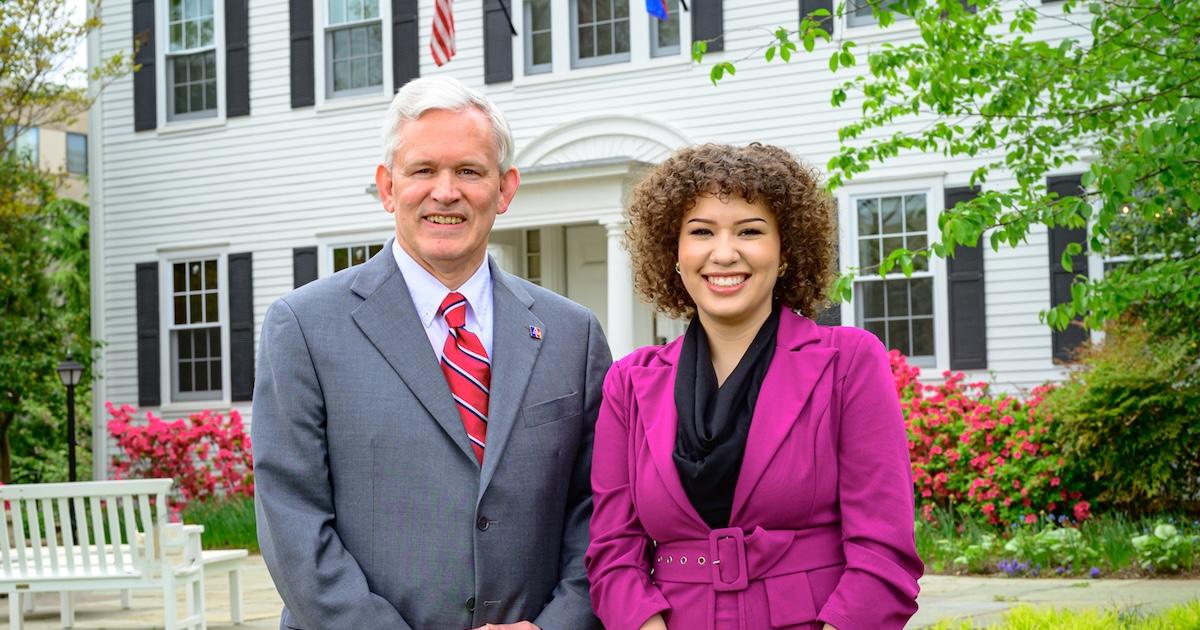 President Jon Alger with President's Award winner Faith Massey. Photo by Jeff Watts.