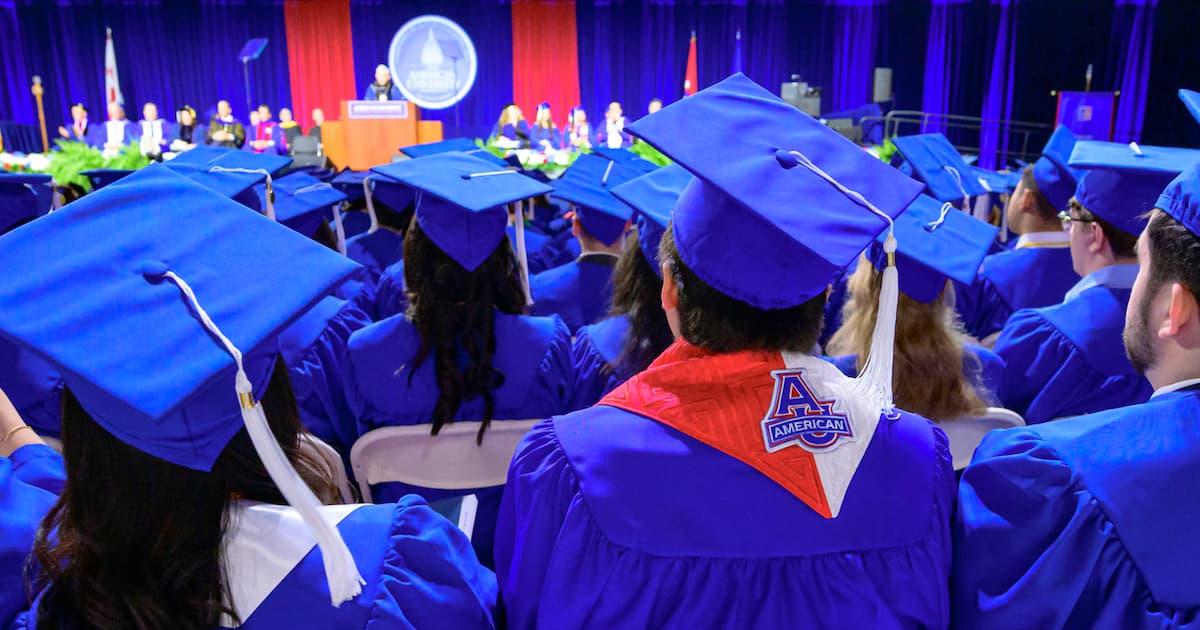 AU graduates face the stage at commencement