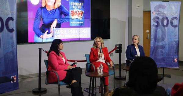 Alisyn Camerota speaks at a campus event April 2.