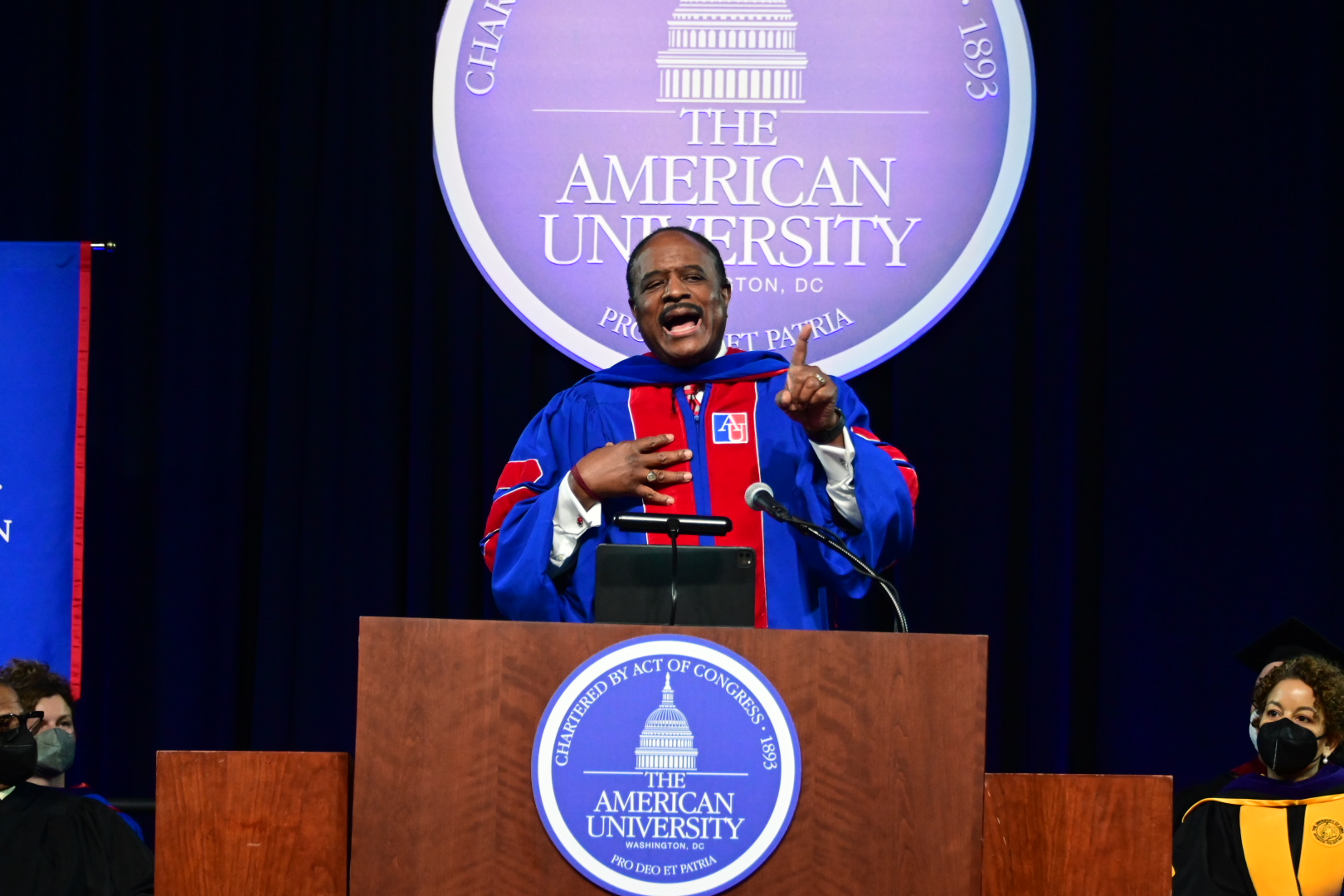 Football broadcaster James Brown spoke at 2022 commencement ceremonies for SOC and SOE.