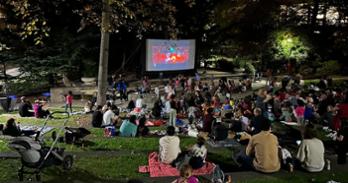 A crowd of about 200 watch Elemental at the Woods-Brown Amphitheatre.