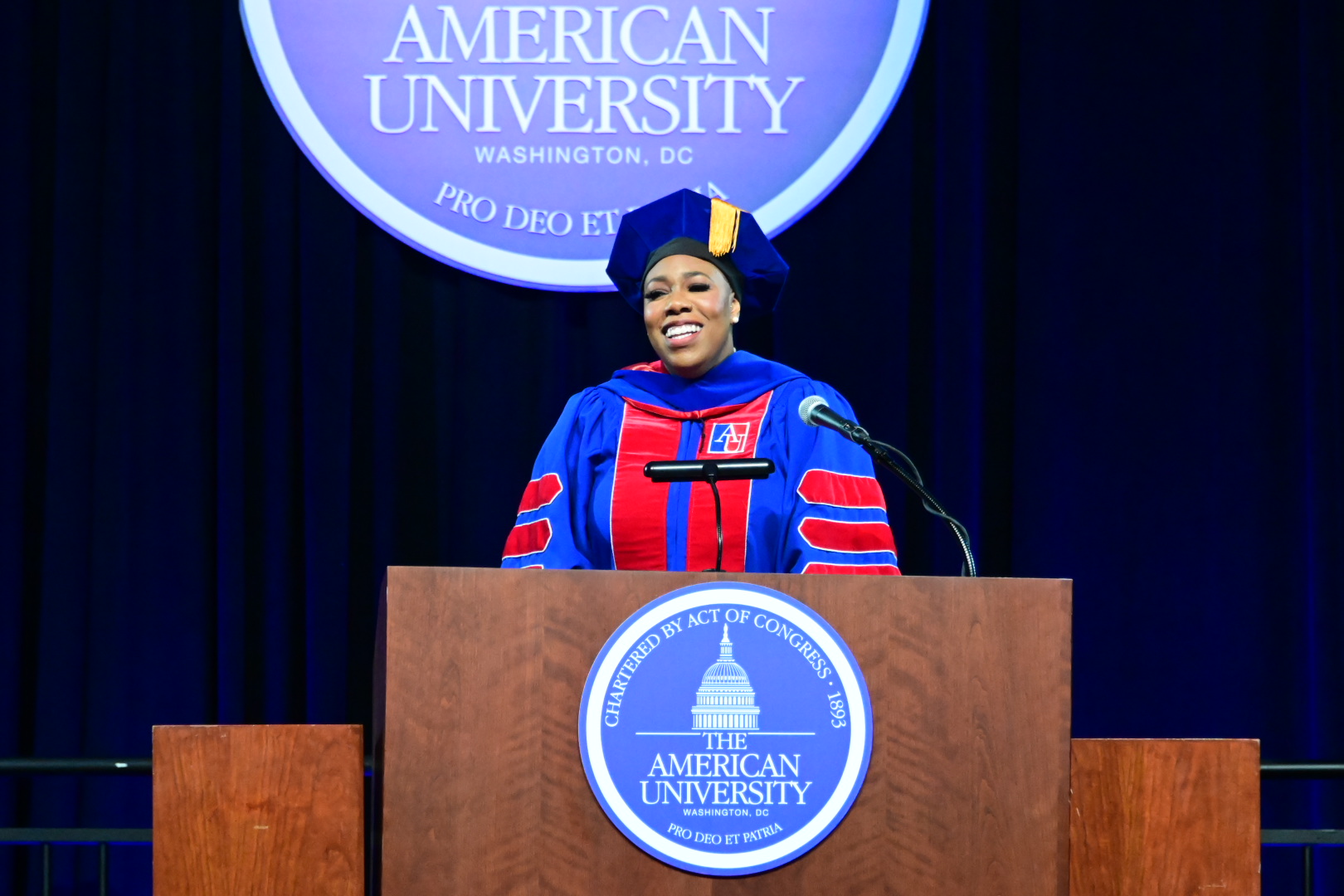 Symone Sanders gave the 2022 spring SPA commencement address.