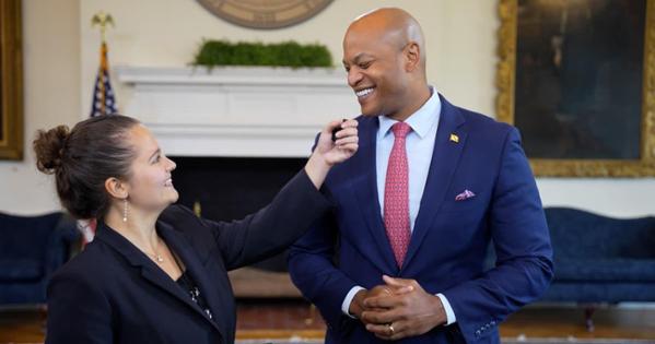Zoe Kazanzides and Governor Wes Moore