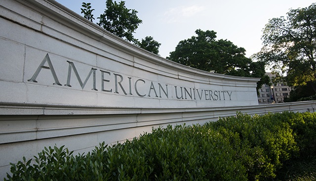 American University's Massachusetts Avenue gate.
