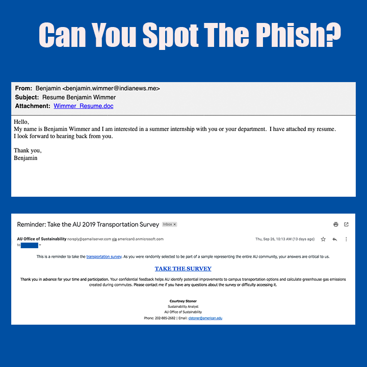 One phishing email & one non-phishing email