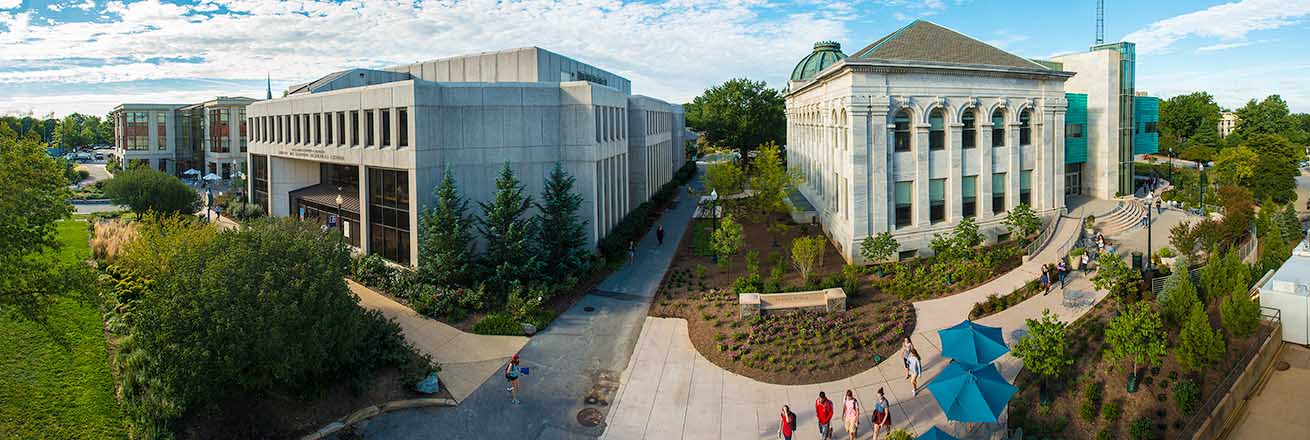 A panoramic shot of American University's campus in D.C (photo credit: American University).