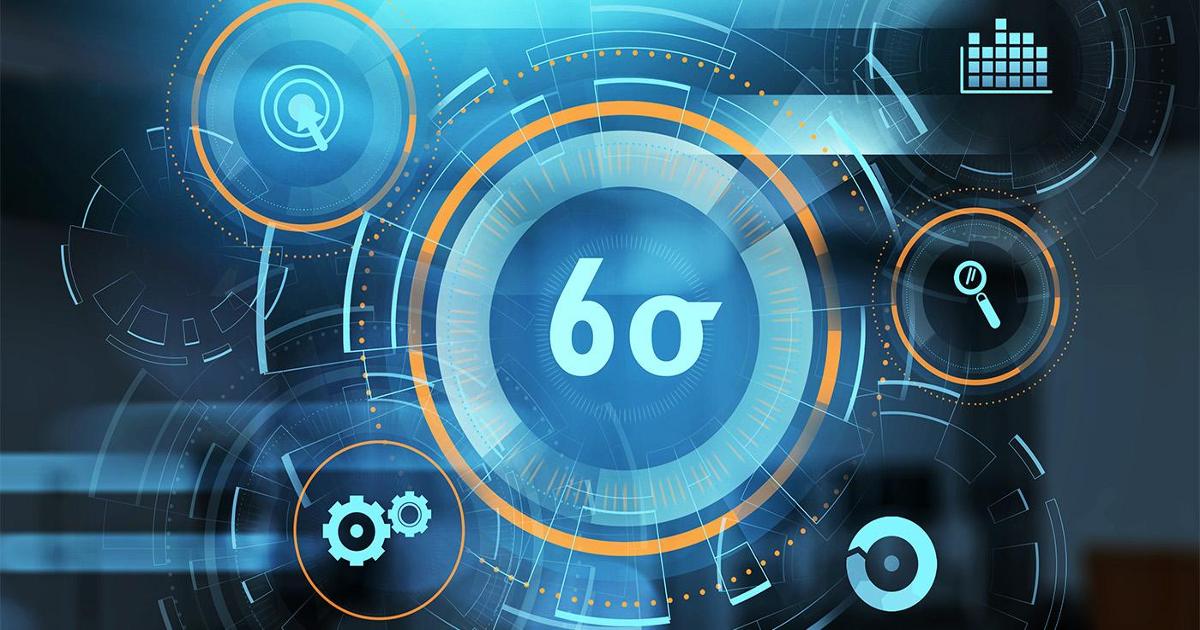 Icons with different tools floating around a number 6 and the letter Sigma