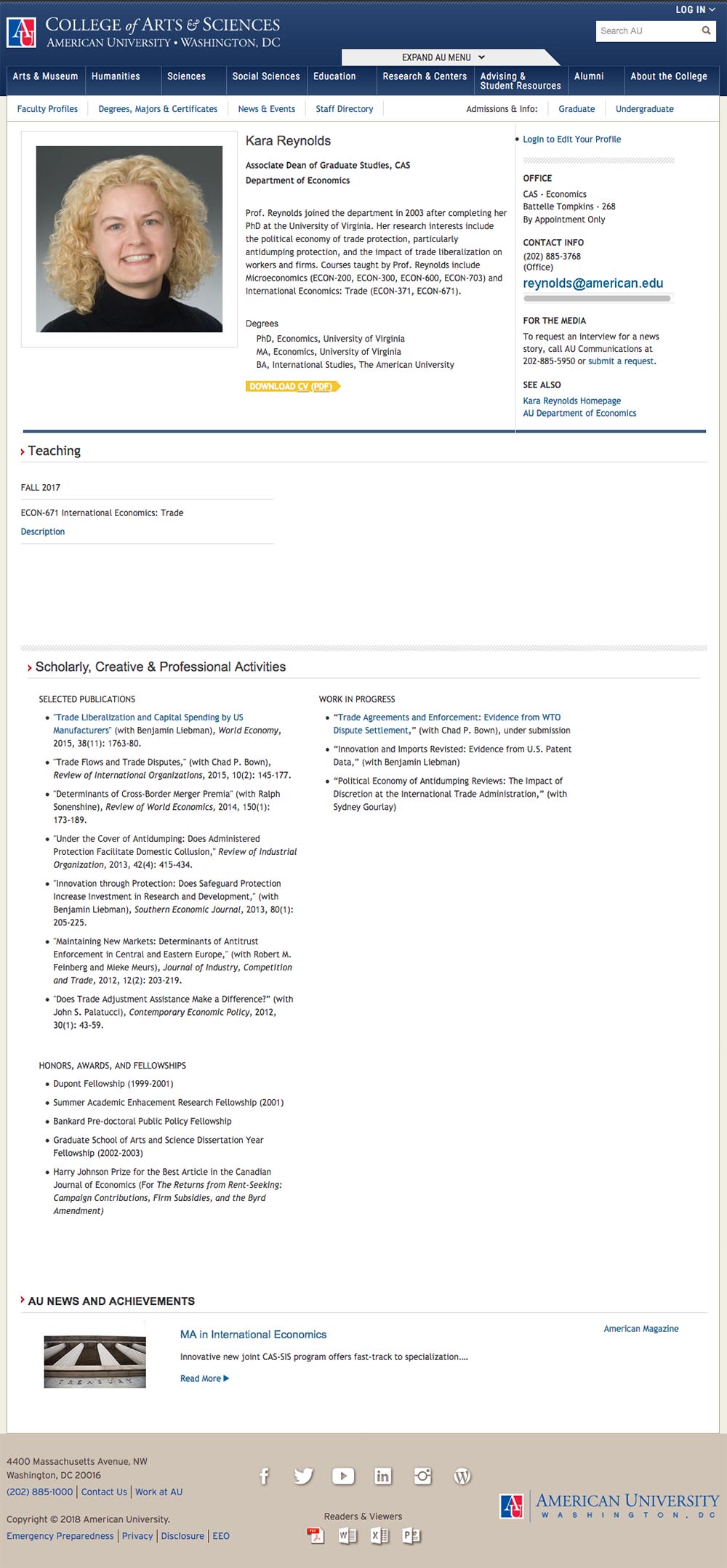 Faculty profile before the migration.