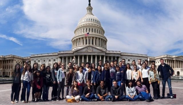 Abroad at AU students in front of the US Capitol in Washington, DC