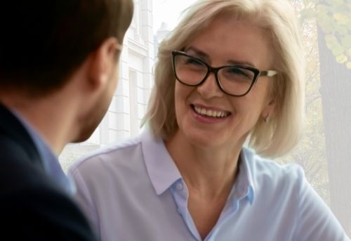 Executive Coaching student in deep conversation