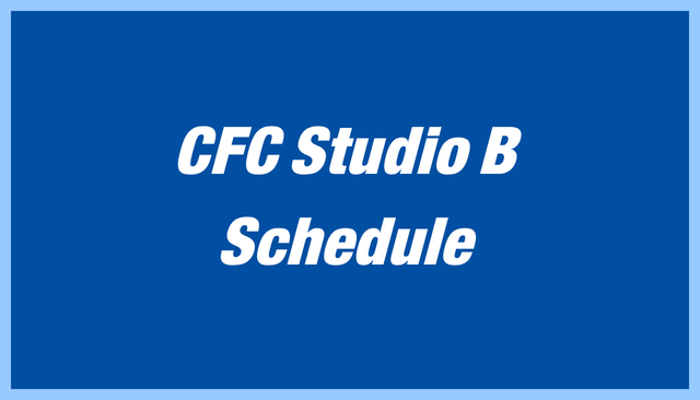 Cassell Fitness Center Studio B Schedule Graphic. Click button below to be taken to the online calendar.