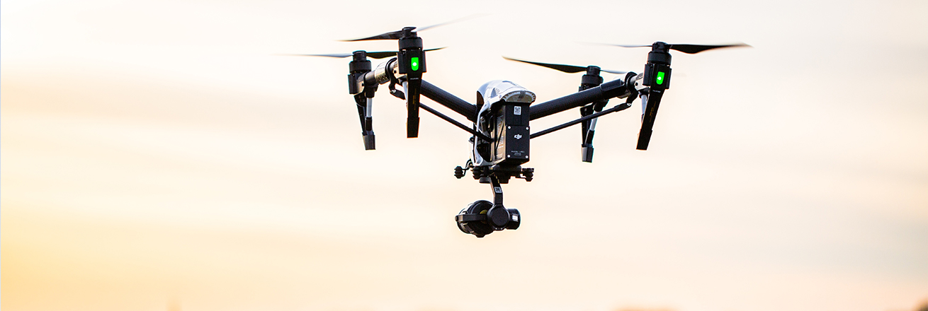 drone flies through air