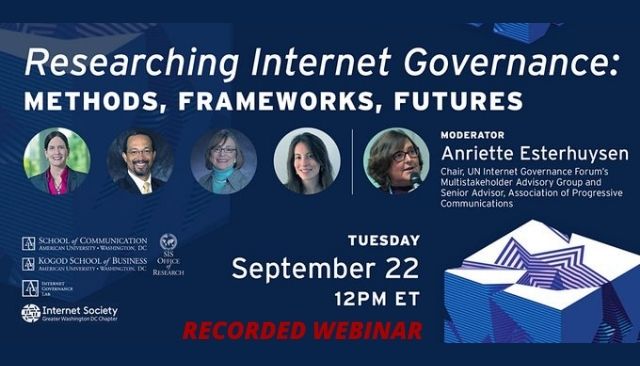 Title slide for Researching Internet Governance Webinar Recording - click to watch