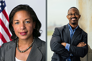 Head shot of Susan Rice and Joshua Johnson