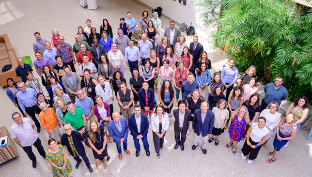 aerial shot of the School of International Service faculty and staff.