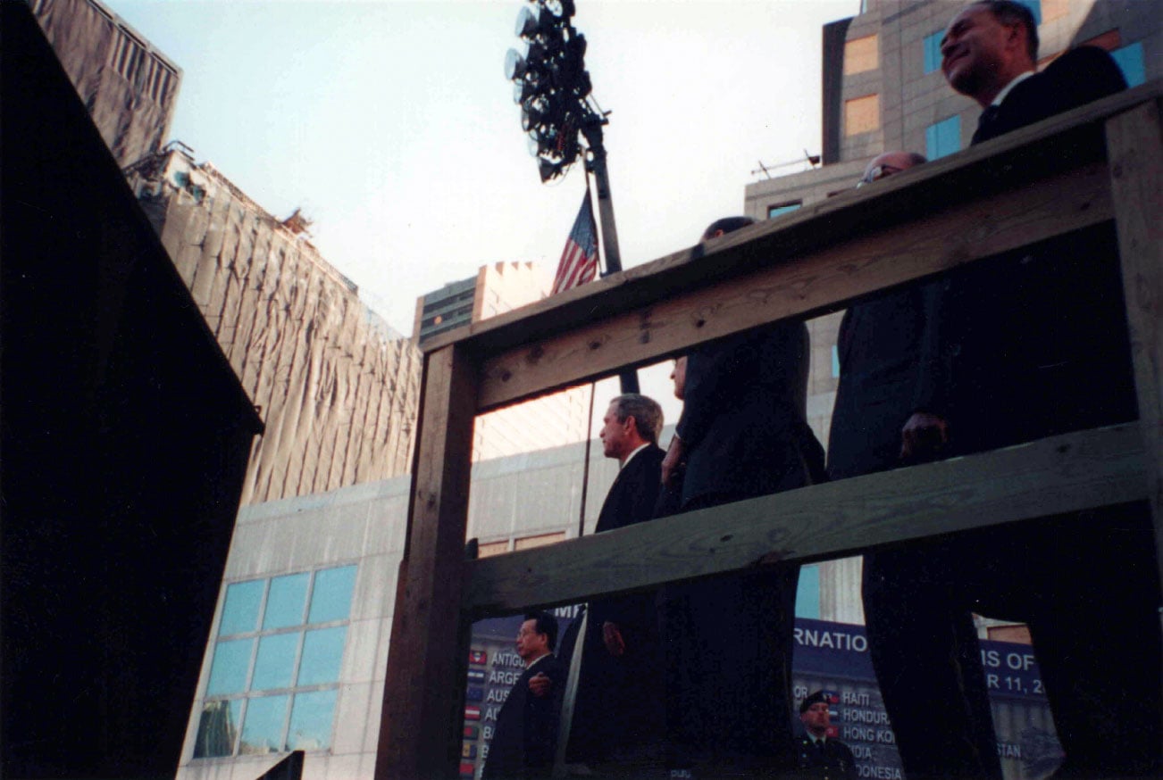 President George W. Bush at a 9/11 memorial service