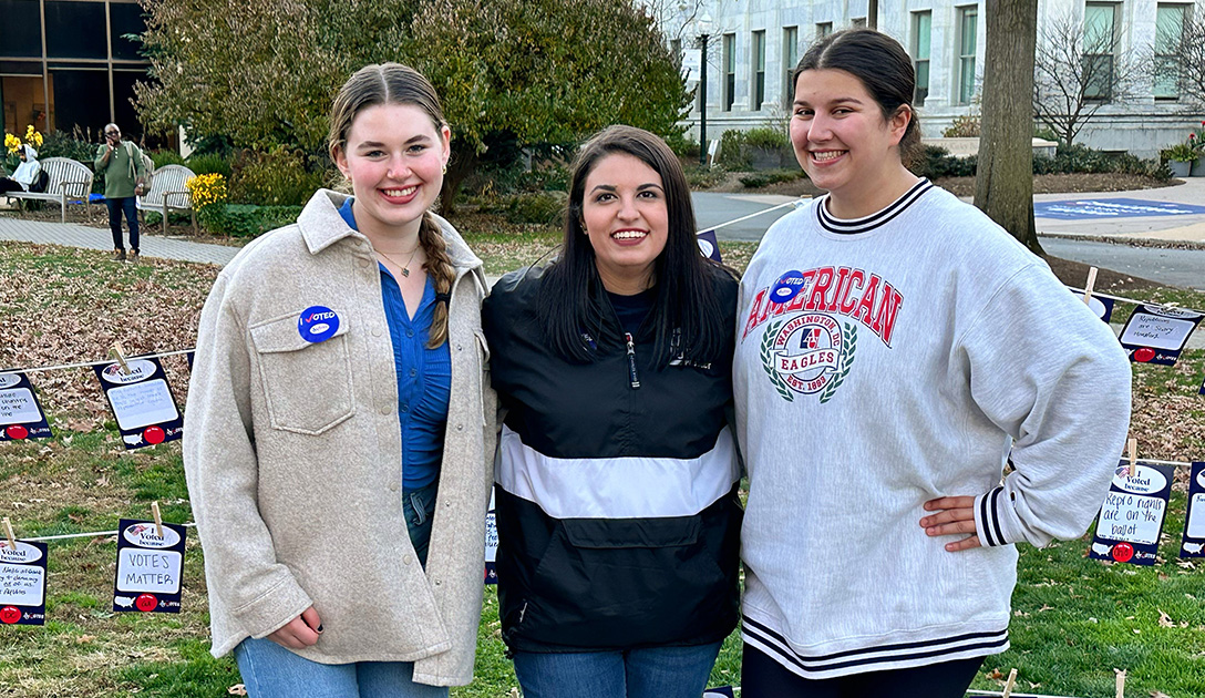 Emma Baumgarten with AU Votes volunteers on election day in 2022