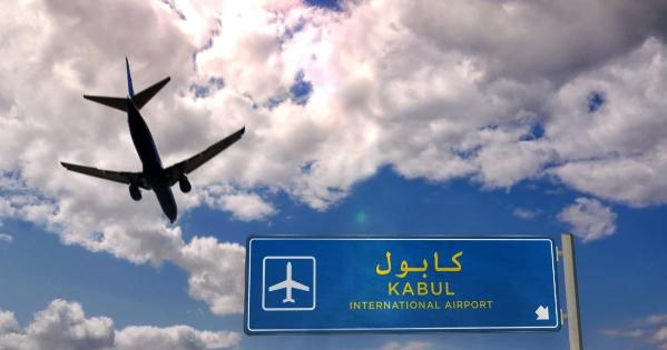 A plane takes off from Kabul International Airport