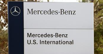 Sign outside the Mercedes-Benz plant in Vance, Alabama.