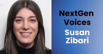 Photo of Susan Zibari and text that says "NextGen Voices, Susan Zibari"
