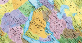 Map of the Middle East and Gulf states