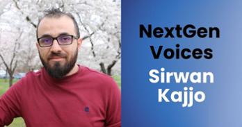 Photo of Sirwan Kajjo and text that says "NextGen Voices, Sirwan Kajjo"
