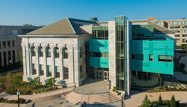 Exterior aerial shot of the McKinley building.
