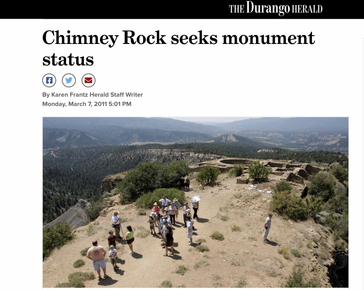 Chimney Rock Seeks Monument Status by Karen Frantz