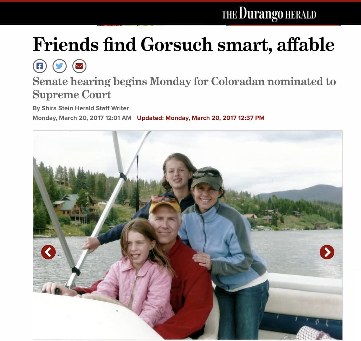 Neil Gorsuch and family in a boat