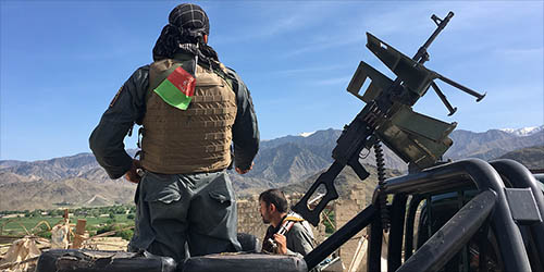 Afghan soldier standing guard