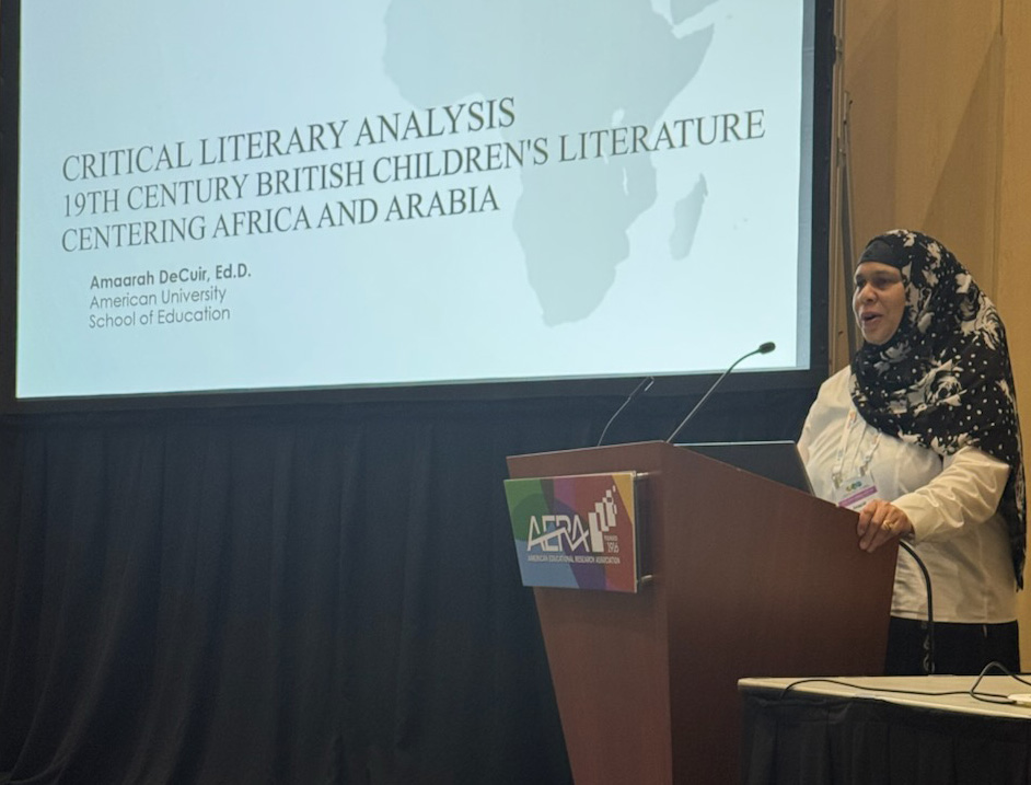 Dr. Amaarah DeCuir presenting at AERA