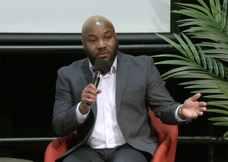 Professor Brian McGowan gives a keynote panel at the Maryland Student Affairs Conference