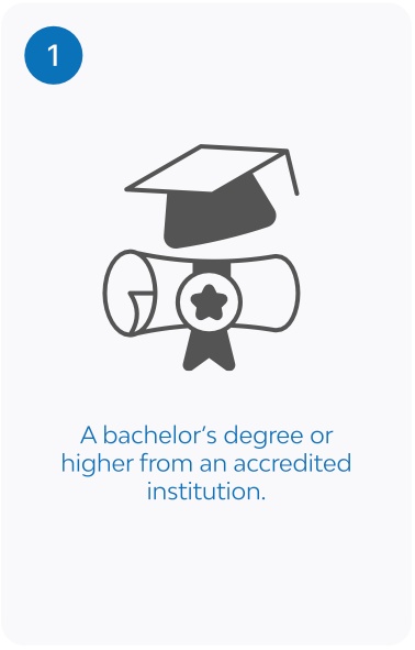 A bachelor's degree or higher from an accredited institution