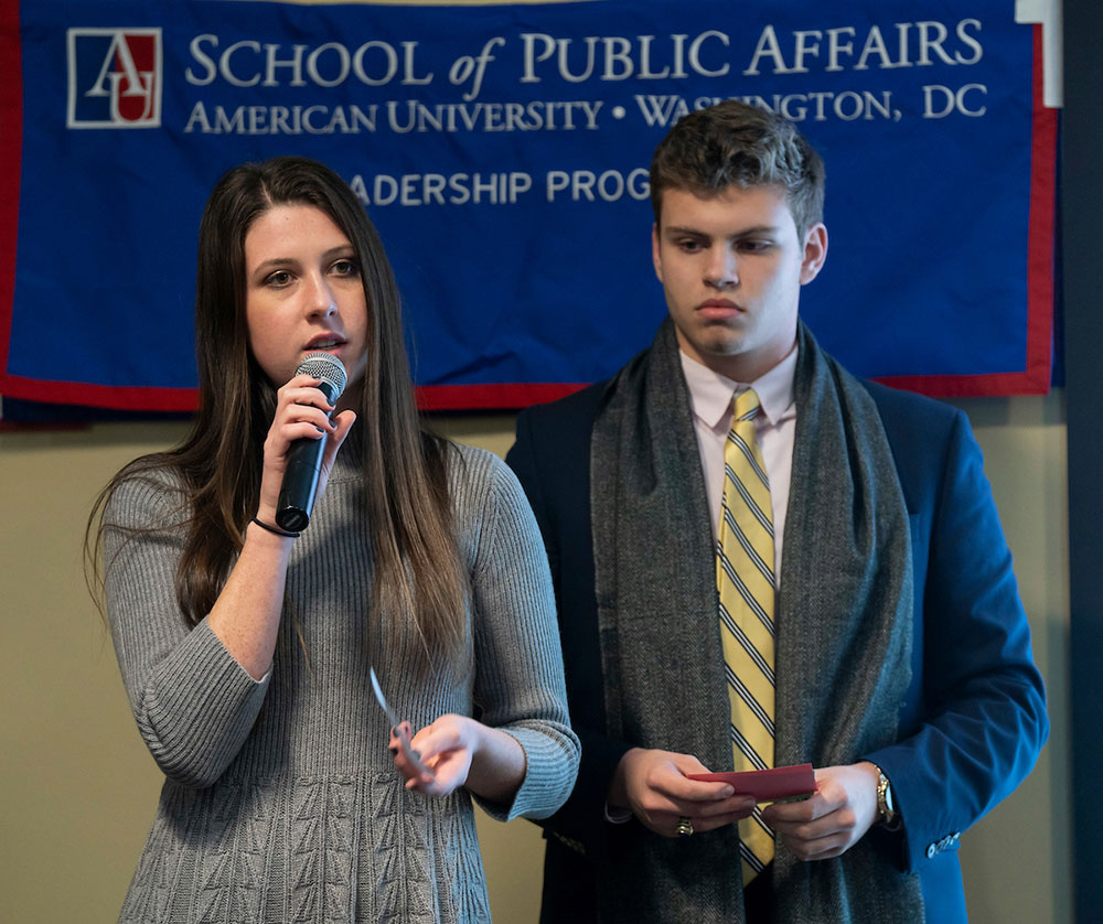 Leadership students giving presentation