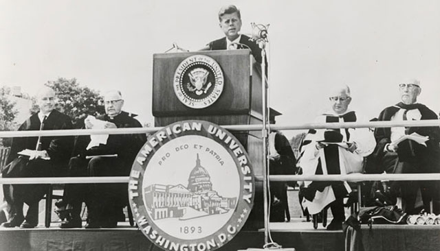 John F. Kennedy speaking at American University